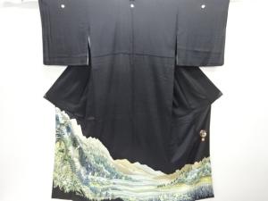 作家物　手描き友禅森林に群鶴模様留袖（比翼付き）